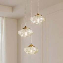 Glass Pendant Light Piatra Lindby, dimmable, Cream / amber, Living / Dining Room, Glass, Modern, Ceiling Light
