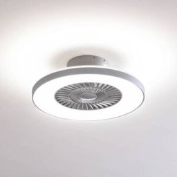 Lindby Smart LED ceiling fan Paavo, silver, quiet, Tuya Paavo Lindby, dimmable, Alu / grey / zinc, Living / Dining Room, Plastic, Modern, Ceiling Fans with Lighting