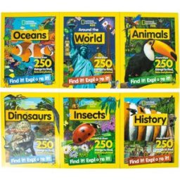 Collins National Geographic Kids Find it! Explore it! 6 Books Collection Set (Animals, Oceans, History, Insects, Around the World & Dinosaurs) ( More Than 250