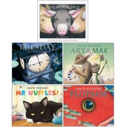 Andersen Press David Wiesner Collection 5 Books Set (The Three Pigs, Tuesday, Art and Max, Mr Wuffles, Flotsam)
