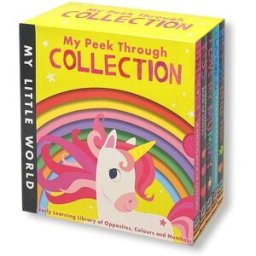 Little Tiger Press My Little World Peek Through 5 Book Box Set – Big Fish, Flamingo, Unicorn & Baby Picture Books Collection