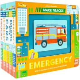 Nosy Crow Make Tracks Series 5 Books Collection Set (Emergency, Building Site, Cars, In The Sky, Trucks)