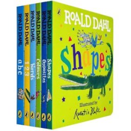 Puffin Roald Dahl Early Learning Pre-School 6 Baby Board Books Collection Set(Shapes, Words, Colours, Opposites, ABC & 123)