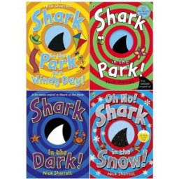 Picture Corgi/Puffin Shark In The Park Series 4 Books Collection Set by Nick Sharratt (Shark in the Park!, On a Windy Day!, Shark in the Dark!, Oh No! Shark in the Snow!)