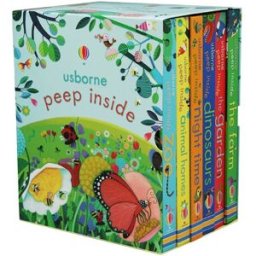Peep Inside 6 Books Collection Box Set by Usborne Lift-the-Flap Board Books for Babies & Toddlers (Zoo, Animal Homes, Night Time, Dinosaurs, Garden