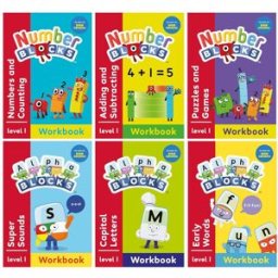 Sweet Cherry Publishing Numberblocks and Alphablocks Level 1 Collection 6 Workbooks Set With Stickers (Numberblocks Numbers and Counting, Adding and Subtracting, Puzzles and