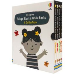 Usborne Baby’s Very First Black & White Books – 4 Board Book Set High Contrast Newborn Baby Books (Animals, Hello!, Outdoors, Bedtime)