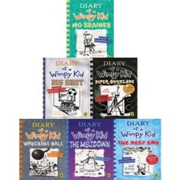 Penguin Diary of Wimpy Kid 6 Books Set by Jeff Kinney No Brainer, Diper Overlode, Big Shot, The Deep End, Wrecking Ball, The Meltdown