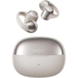 SHOKZ OpenDots ONE Open Ear Headphones, Premium Dolby Audio 6.5g Clip On Earbuds 40 hrs Playtime, Bluetooth 5.4, Wireless Earphones with Mic, Fast Charging, IP54, with Cleaning Cloth, Commuting- Grey