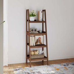 Mid-Century Style 4 Tier Dark Wood Ladder Shelf - 178cm Material: Home Decor & Accessories/Shelves & Storage