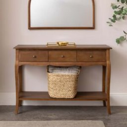 3 Drawer Dark Wood Console Table with Shelf - Ashwell Range Material: Furniture/Furniture Ranges/Ashwell Range