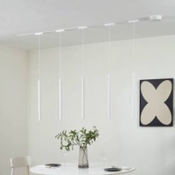 Track lighting system 48V Lumaro, pendant, tube bulb, 5-bulb, white, CCT Lumaro Lindby, dimmable, White / opal, Living / Dining Room, Aluminium, Modern