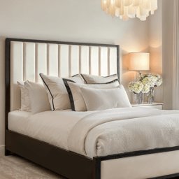 Soho Cream Velvet Bed with Black Wood Frame, Super King