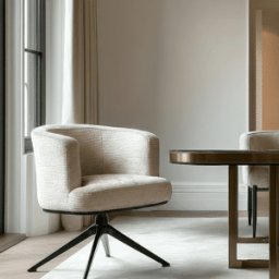 Lucie Mink Chenille Curved Swivel Dining Chair with Black Legs