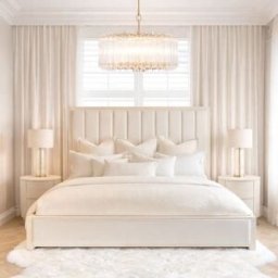 Soho Cream Velvet Bed with Cream Wood Frame, Super King