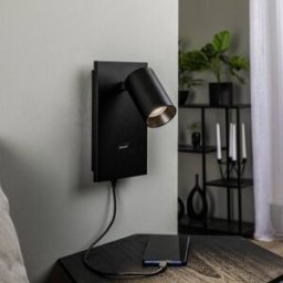 Arcchio Brinja spotlight, black, metal, USB-C, switch Arcchio, dimmable, Black, Hallway, Aluminium, Modern, Ceiling Light