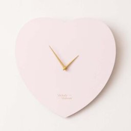 Wooden Pink & Gold Detailed Heart Shaped Wall Clock - 40cm x 40cm Material: New Products