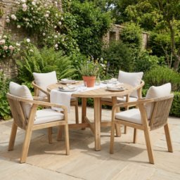 Harbour Lifestyle Quay 4 Seat Round Dining Set in Linen