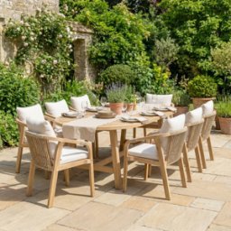 Harbour Lifestyle Quay 8 Seat Oval Dining Set in Linen