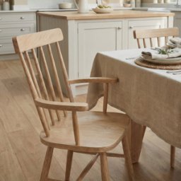 Burford Spindleback Dining Chair with Armrest in Natural Oak