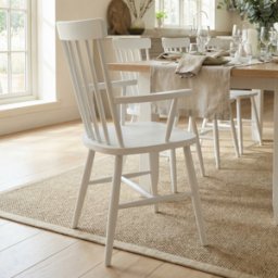 Burford Spindleback Dining Chair with Armrest in Warm White