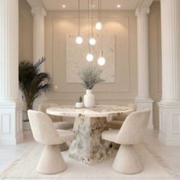 Thea Mocha Marble Round Dining Table