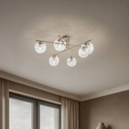 Ceiling Light Zoe Domiluce, dimmable, Cream / amber, Living / Dining Room, metal, Ceiling Light