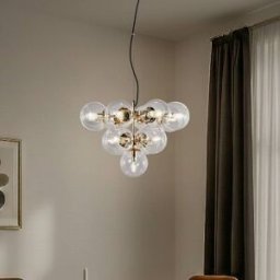 Glass Pendant Light Zumba Domiluce, dimmable, Brass / gold, Living / Dining Room, metal, Modern, Ceiling Light