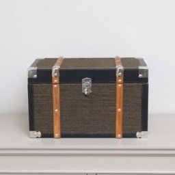 Medium Black & Orange Wood Trim Storage Box / Trunk Material: Home Decor & Accessories