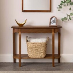 Dark Wood Half Moon Console Table with Shelf - Ashwell Range Material: Furniture/Furniture Ranges/Ashwell Range