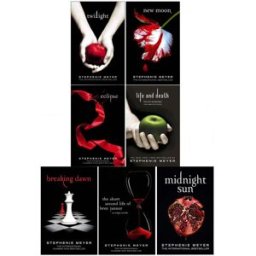 Atom Twilight Saga Black Cover Stephenie Meyer 7 Books Collection Set Life and Death, Midnight Sun and More