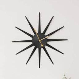 Black Metal Starburst Detail Wall Clock - 60cm x 60cm Material: Home Decor & Accessories/Clocks
