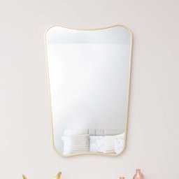 Gold Asymmetrical Metal Framed Wall Mirror - 54cm x 80cm Material: Mirrors