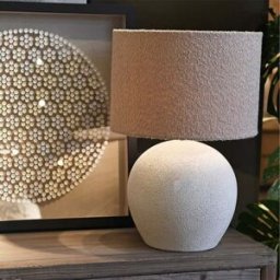 White & Cream Stone Table Lamp with Shade Material: Home Decor & Accessories/Lighting/Table Lamps
