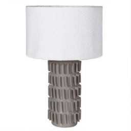 Large Grey Ceramic Boucle Table Lamp with White Linen Shade Material: Home Decor & Accessories/Lighting/Table Lamps