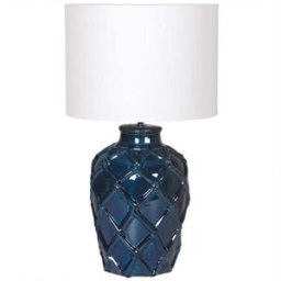 Large Deep Blue Rope Patterned Ceramic Table Lamp with Linen Shade Material: Home Decor & Accessories/Lighting/Table Lamps