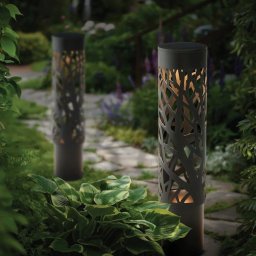 GTX Solar LED Bollard Lights Pack of 2 Garden Pathway Steel Black