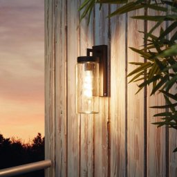 EGLO Bovolone Outdoor Wall Light Black IP44 E27 Clear Glass 97261 Modern Lamp