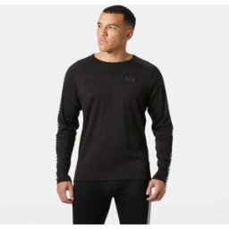 Helly Hansen Men's Lifa Active Stripe Crew Baselayer Top Black S - Black - Male