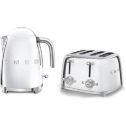 Smeg Jug Kettle & 4 Slice Toaster Set - Chrome