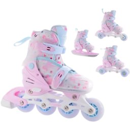 FunActiv Adapt LED 4in1 Girls Inline Skates (White) - White;Pink;Blue - Size: 12.5C-2 EU