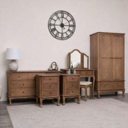 Dark Wood Wardrobe, Dressing Table Set, Chest of Drawers & Pair of Bedside Tables - Ashwell Range Material: Furniture/Furniture Ranges/Ashwell Range