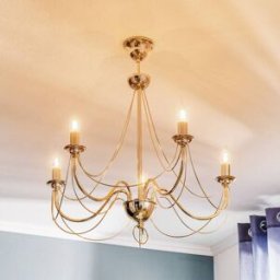 Chandelier Retro Domiluce, dimmable, Brass / gold, Living / Dining Room, metal, Ceiling Light