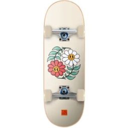 Tricks Yin Yang Flowers Soft Top Complete Skateboard (Grey) - Grey;White;Red - Size: 7.87