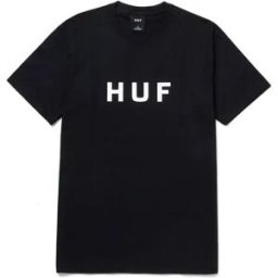 HUF Essentials OG Logo T-Shirt (Black) - Black;White - Size: Small