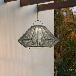 Lindby Austas LED solar hanging lamp, grey, Ã˜ 50 cm, USB, IP54 Lindby, dimmable, Alu / grey / zinc, Plastic, Modern, outdoor solar lights