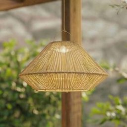 Lindby Austas LED solar hanging lamp, beige, Ã˜ 50 cm, USB, IP54 Lindby, dimmable, Cream / amber, Plastic, Modern, outdoor solar lights
