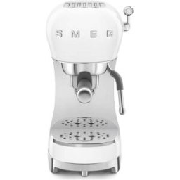 Smeg ECF02WHUK Espresso Coffee Machine - 1950s Retro Design, Steam Wand, Anti-Drip System, White, New