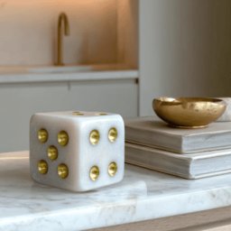 Gabrielle Mini Stone & Gold Decorative Dice Ornament