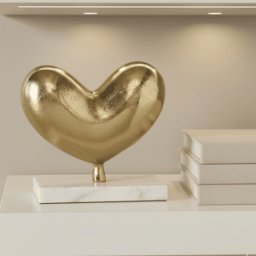 Cordelia Gold Balloon Heart Ornament on Marble Base